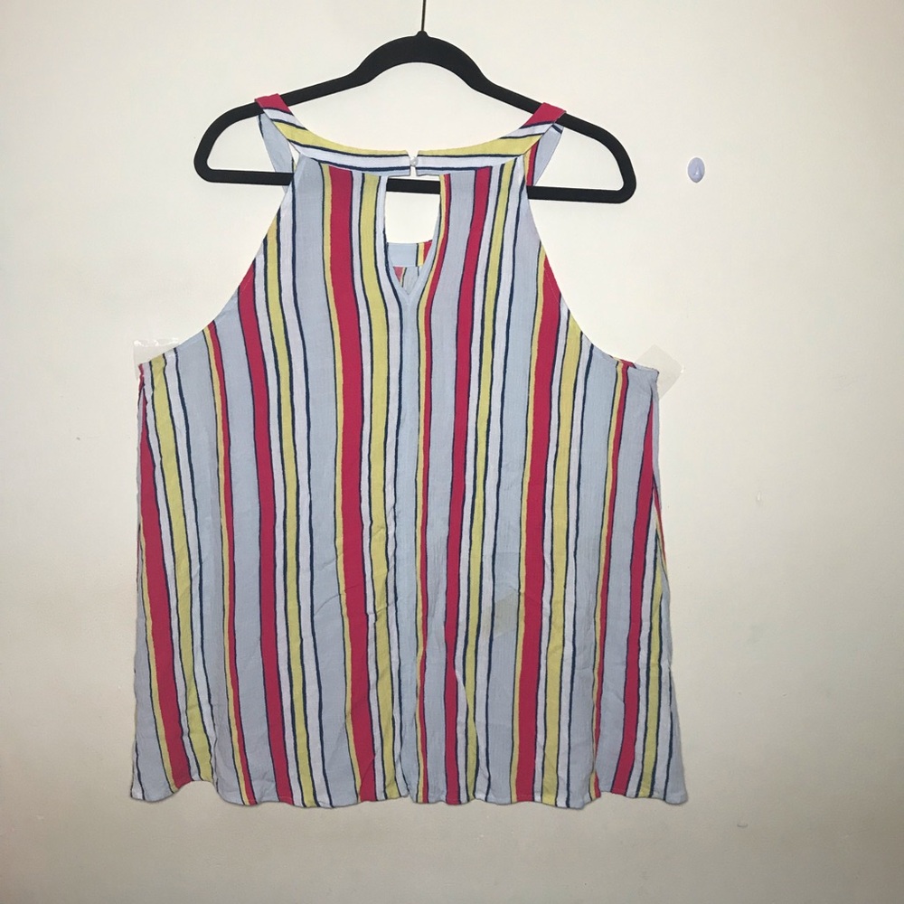 20 Lane Bryant blouse sleeveless tank top shirt stripe stripes halter neck blue
